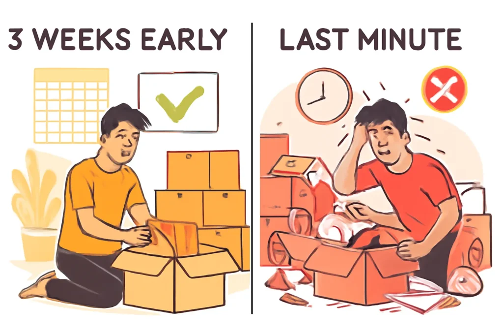 Starting your packing the week before moving day